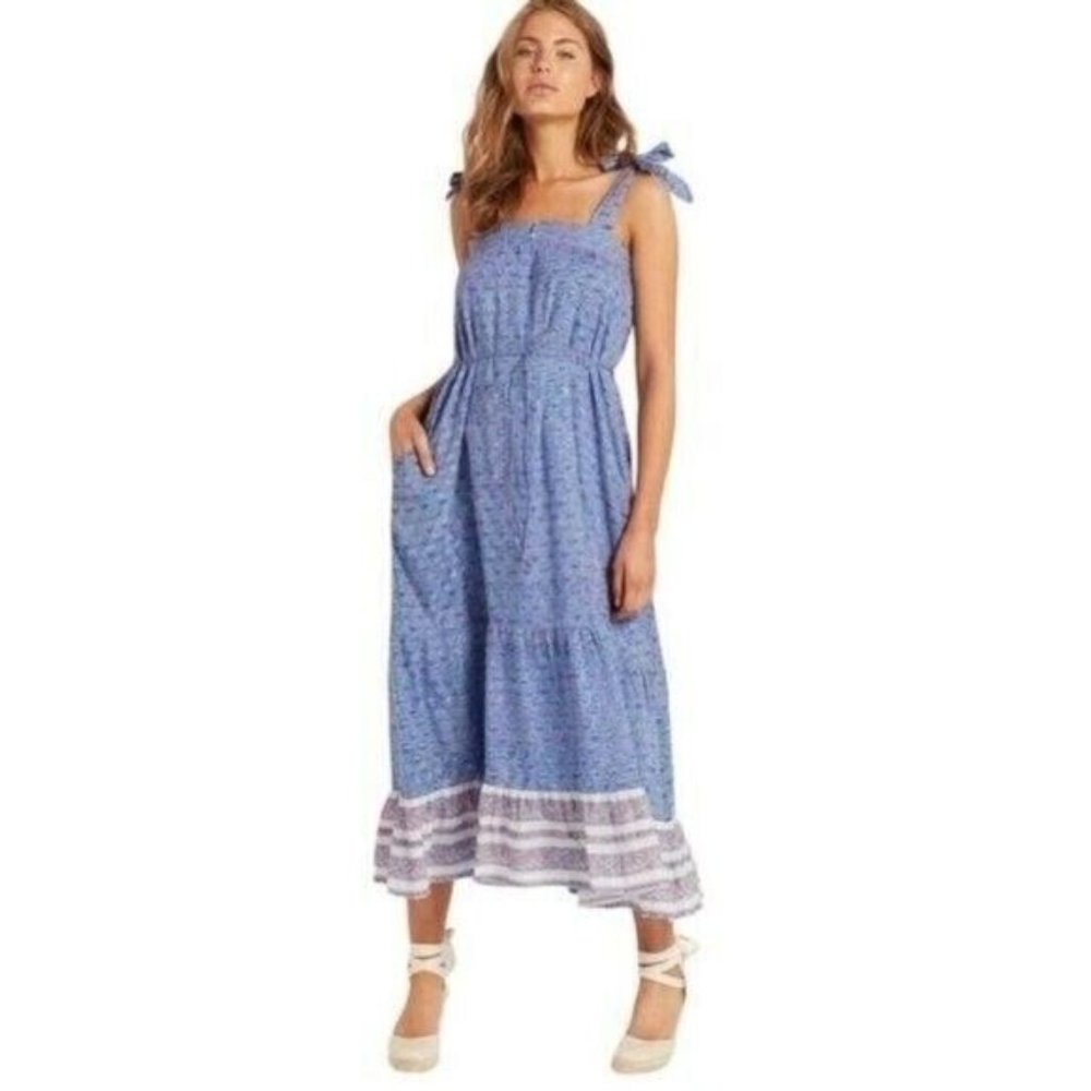 Revolve Cleobella Blue Lotus Floral India Cotton Midi Dress Small $208